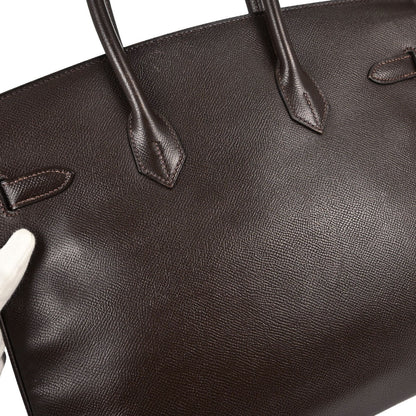 Hermes Chocolat Courchevel Birkin 35 Handbag
