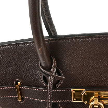 Hermes Chocolat Courchevel Birkin 35 Handbag