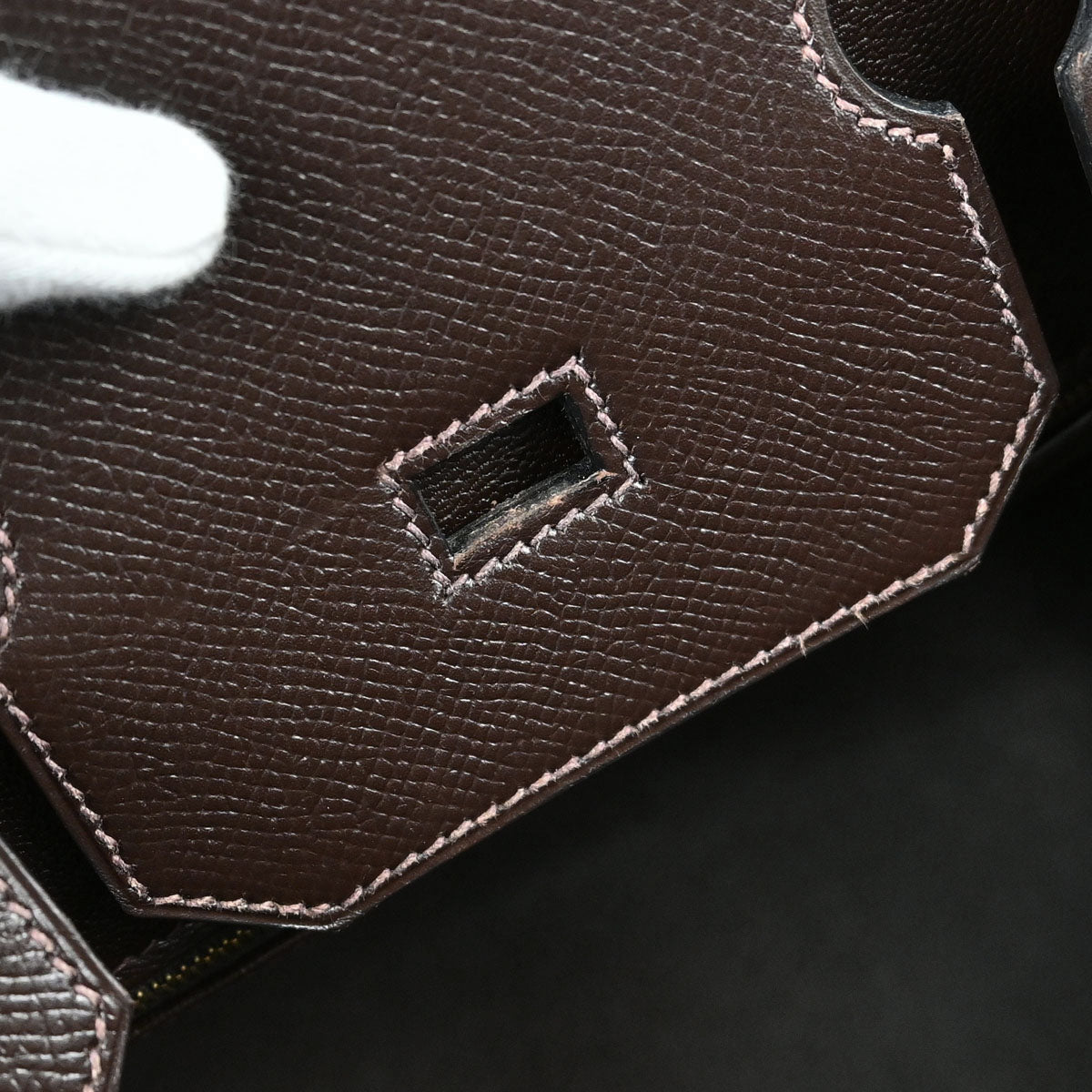 Hermes Chocolat Courchevel Birkin 35 Handbag