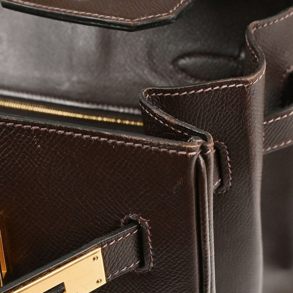 Hermes Chocolat Courchevel Birkin 35 Handbag