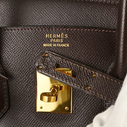 Hermes Chocolat Courchevel Birkin 35 Handbag
