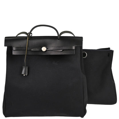 Hermes Black Toile Officier Herbag MM 2 in 1 Handbag