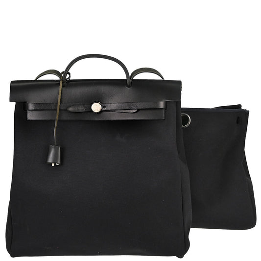 Hermes Black Toile Officier Herbag MM 2 in 1 Handbag