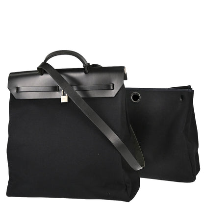 Hermes Black Toile Officier Herbag MM 2 in 1 Handbag