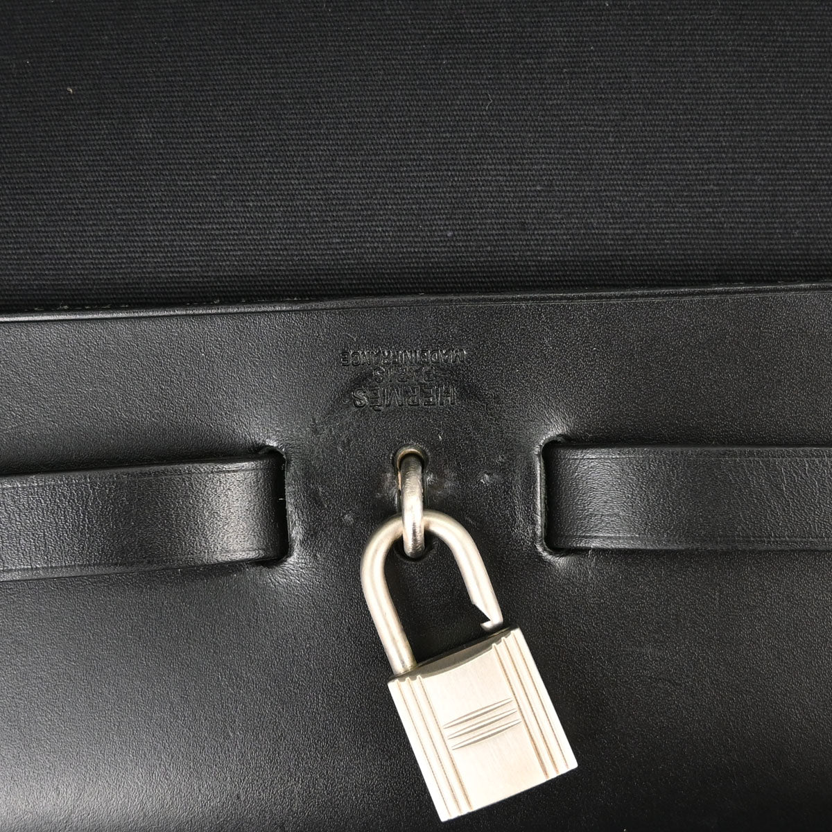 Hermes Black Toile Officier Herbag MM 2 in 1 Handbag