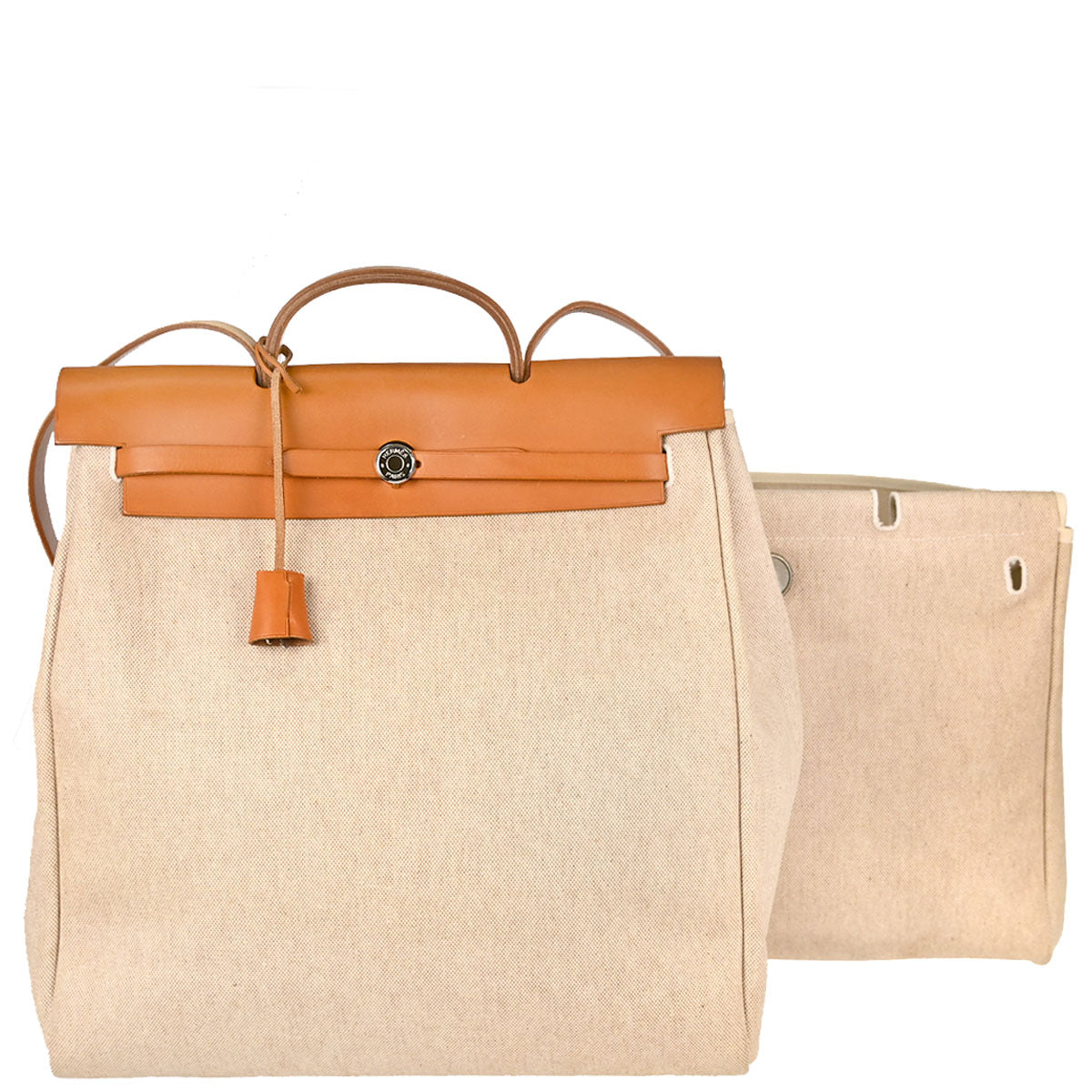 Hermes Beige Toile H Herbag MM 2 in 1 Handbag
