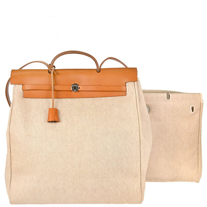 Hermes Beige Toile H Herbag MM 2 in 1 Handbag