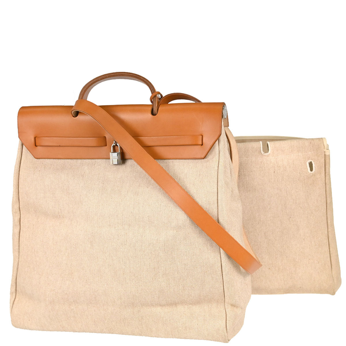 Hermes Beige Toile H Herbag MM 2 in 1 Handbag