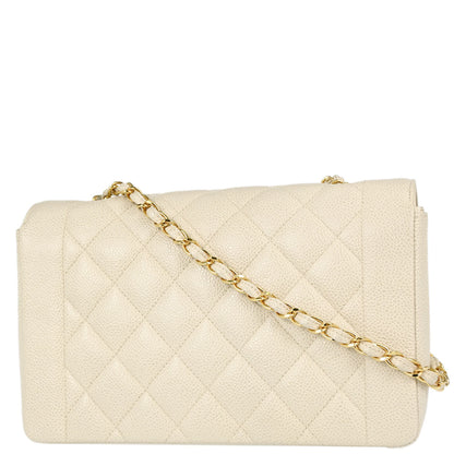 Chanel 1994-1996 Ivory Caviar Skin Medium Diana Shoulder Bag