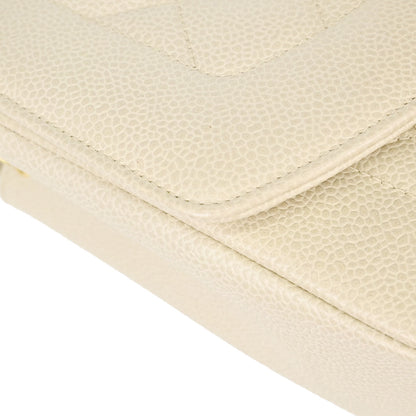 Chanel 1994-1996 Ivory Caviar Skin Medium Diana Shoulder Bag