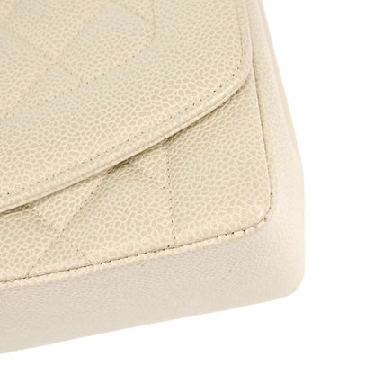 Chanel 1994-1996 Ivory Caviar Skin Medium Diana Shoulder Bag