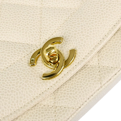 Chanel 1994-1996 Ivory Caviar Skin Medium Diana Shoulder Bag