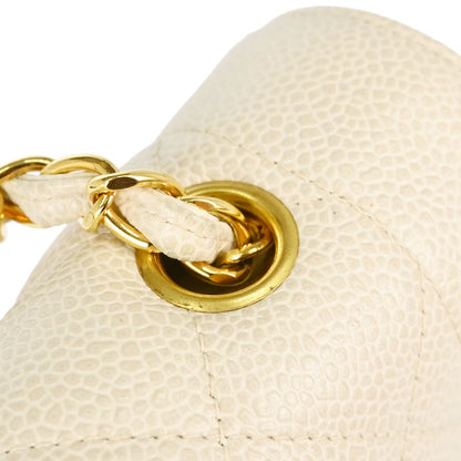 Chanel 1994-1996 Ivory Caviar Skin Medium Diana Shoulder Bag