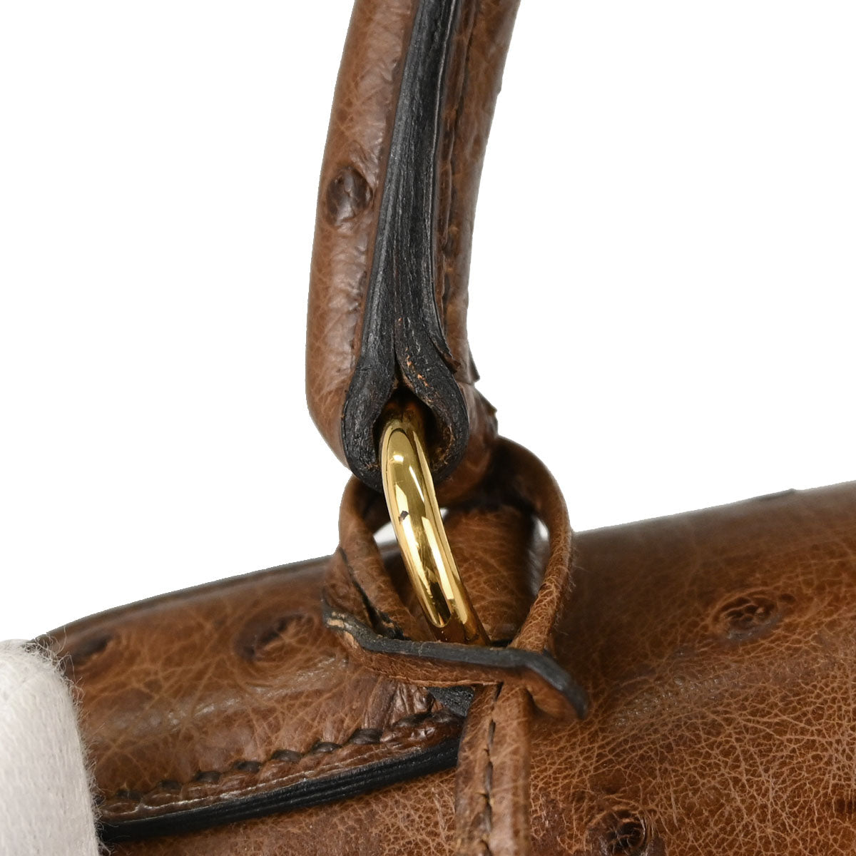 Hermes * Brown Ostrich Kelly 28 Sellier 2way Shoulder Handbag