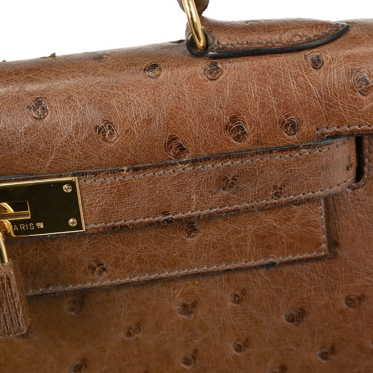 Hermes * Brown Ostrich Kelly 28 Sellier 2way Shoulder Handbag