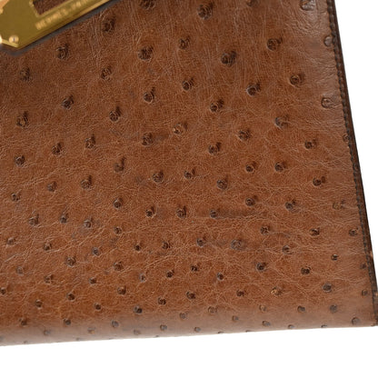 Hermes * Brown Ostrich Kelly 28 Sellier 2way Shoulder Handbag