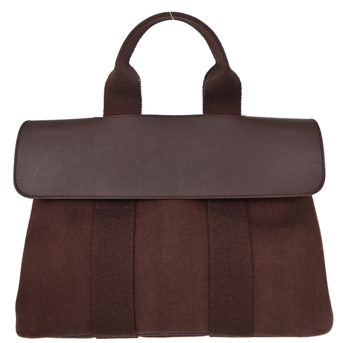 Hermes Brown Toile Chevrons Valparaiso PM Tote Handbag