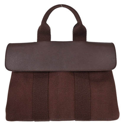 Hermes Brown Toile Chevrons Valparaiso PM Tote Handbag