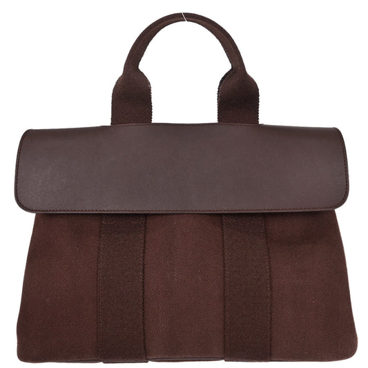 Hermes Brown Toile Chevrons Valparaiso PM Tote Handbag