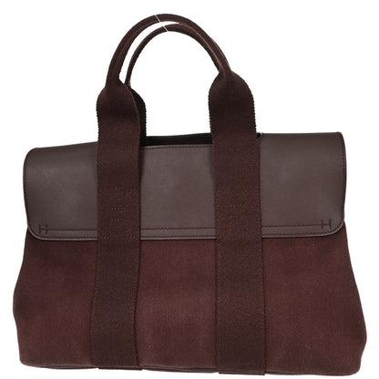 Hermes Brown Toile Chevrons Valparaiso PM Tote Handbag