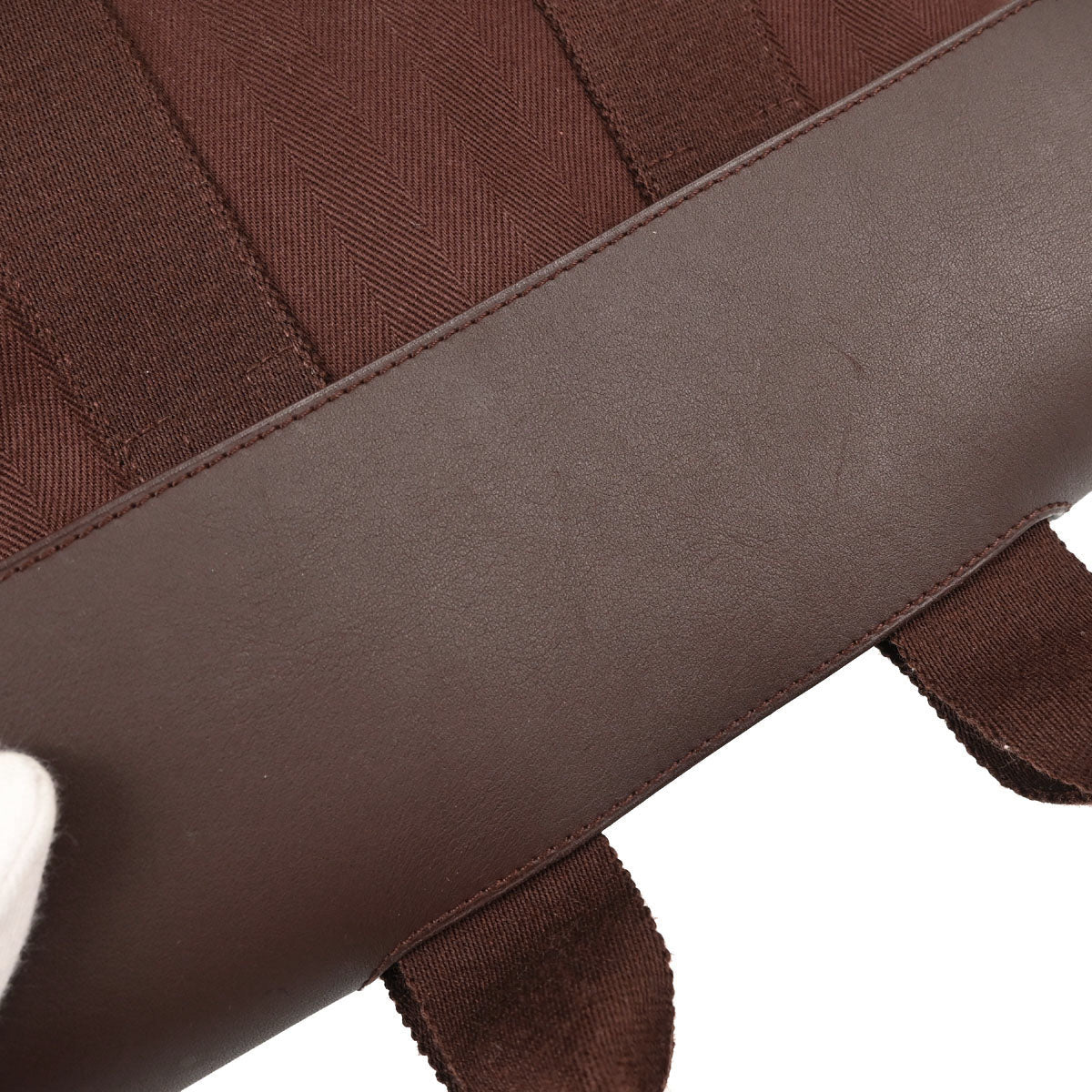 Hermes Brown Toile Chevrons Valparaiso PM Tote Handbag
