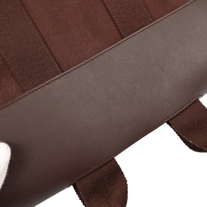 Hermes Brown Toile Chevrons Valparaiso PM Tote Handbag