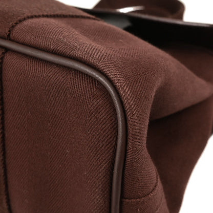Hermes Brown Toile Chevrons Valparaiso PM Tote Handbag