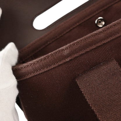 Hermes Brown Toile Chevrons Valparaiso PM Tote Handbag