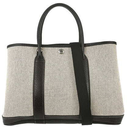 Hermes Beige Toile H Buffalo Garden Party 30 TPM 2way Shoulder Tote Handbag