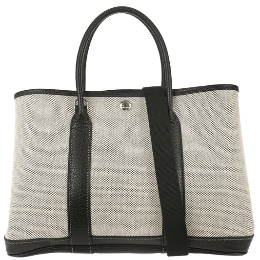 Hermes Beige Toile H Buffalo Garden Party 30 TPM 2way Shoulder Tote Handbag
