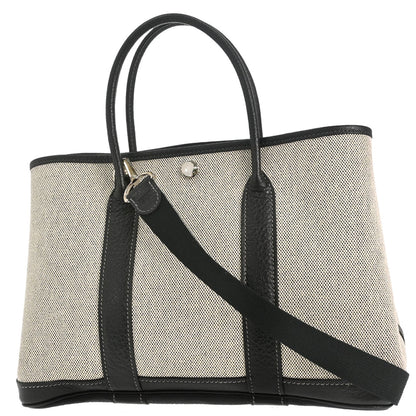 Hermes Beige Toile H Buffalo Garden Party 30 TPM 2way Shoulder Tote Handbag