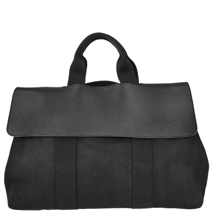 Hermes Black Toile Chevrons Valparaiso GM Tote Handbag