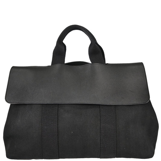 Hermes Black Toile Chevrons Valparaiso GM Tote Handbag