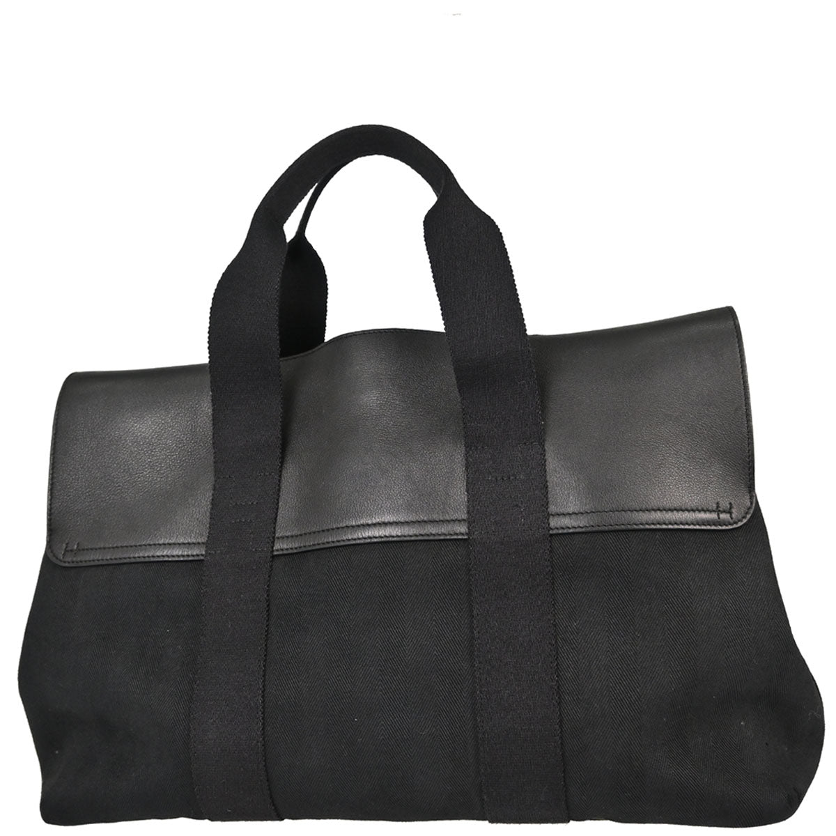 Hermes Black Toile Chevrons Valparaiso GM Tote Handbag