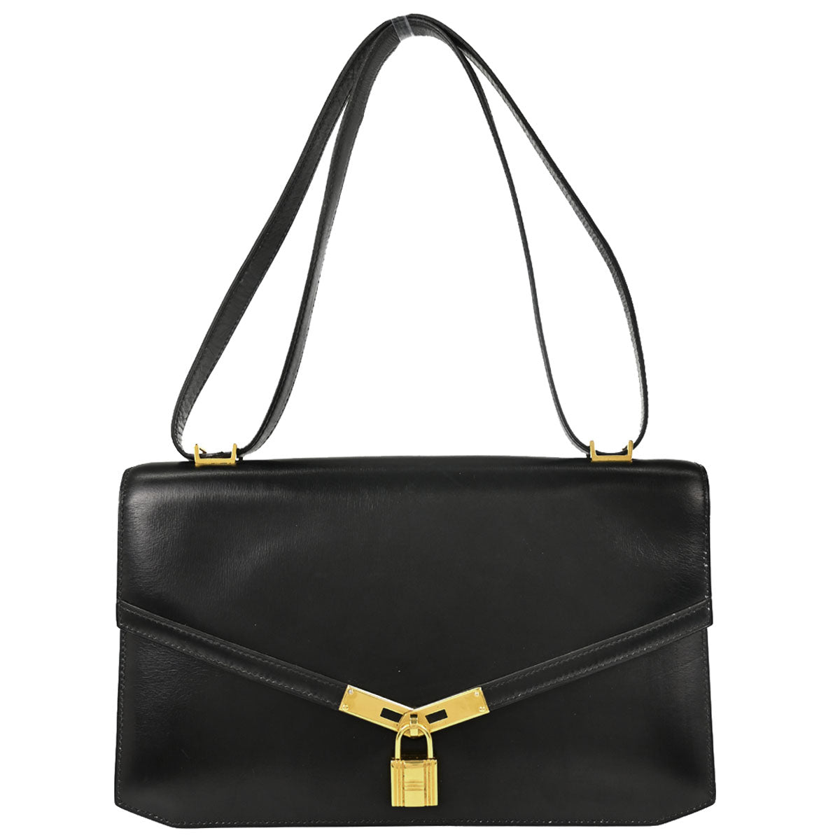 Hermes Black Box Calf Cadena Lock Shoulder Bag
