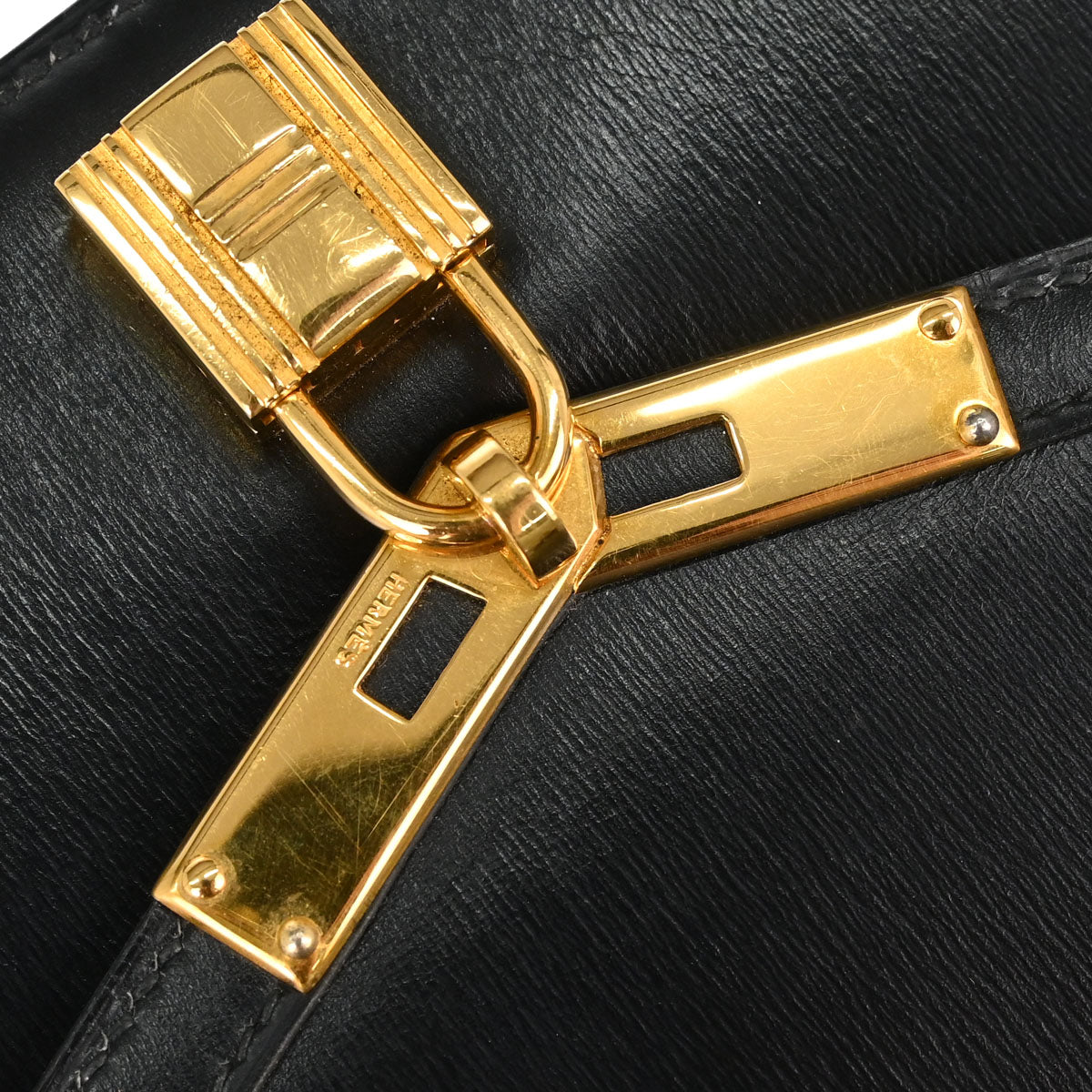 Hermes Black Box Calf Cadena Lock Shoulder Bag