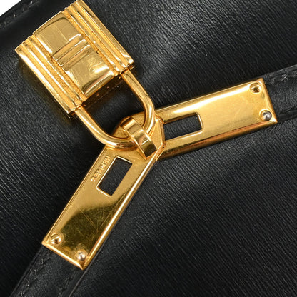 Hermes Black Box Calf Cadena Lock Shoulder Bag