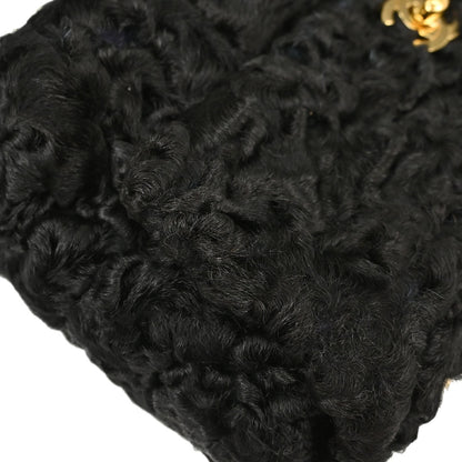 Chanel 2000-2001 Black Persian Lamb Straight Flap Shoulder Bag