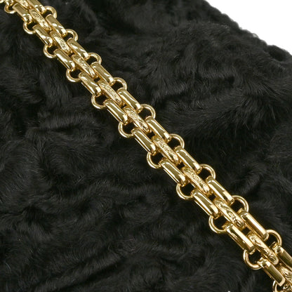 Chanel 2000-2001 Black Persian Lamb Straight Flap Shoulder Bag