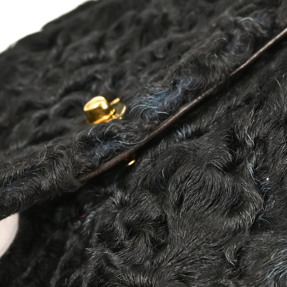 Chanel 2000-2001 Black Persian Lamb Straight Flap Shoulder Bag