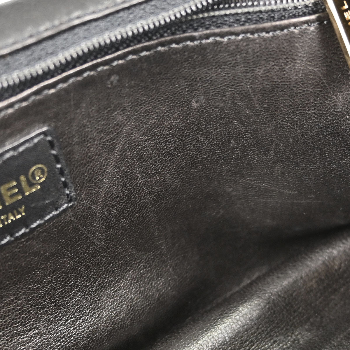 Chanel 2000-2001 Black Persian Lamb Straight Flap Shoulder Bag