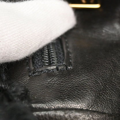 Chanel 2000-2001 Black Persian Lamb Straight Flap Shoulder Bag