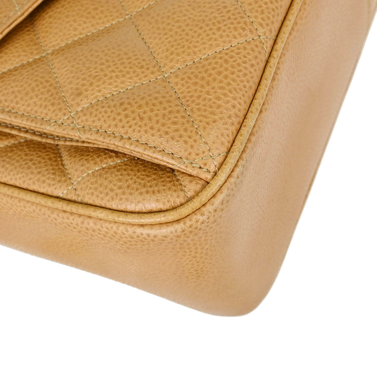 Chanel 1991-1994 Beige Caviar Skin Shoulder Bag