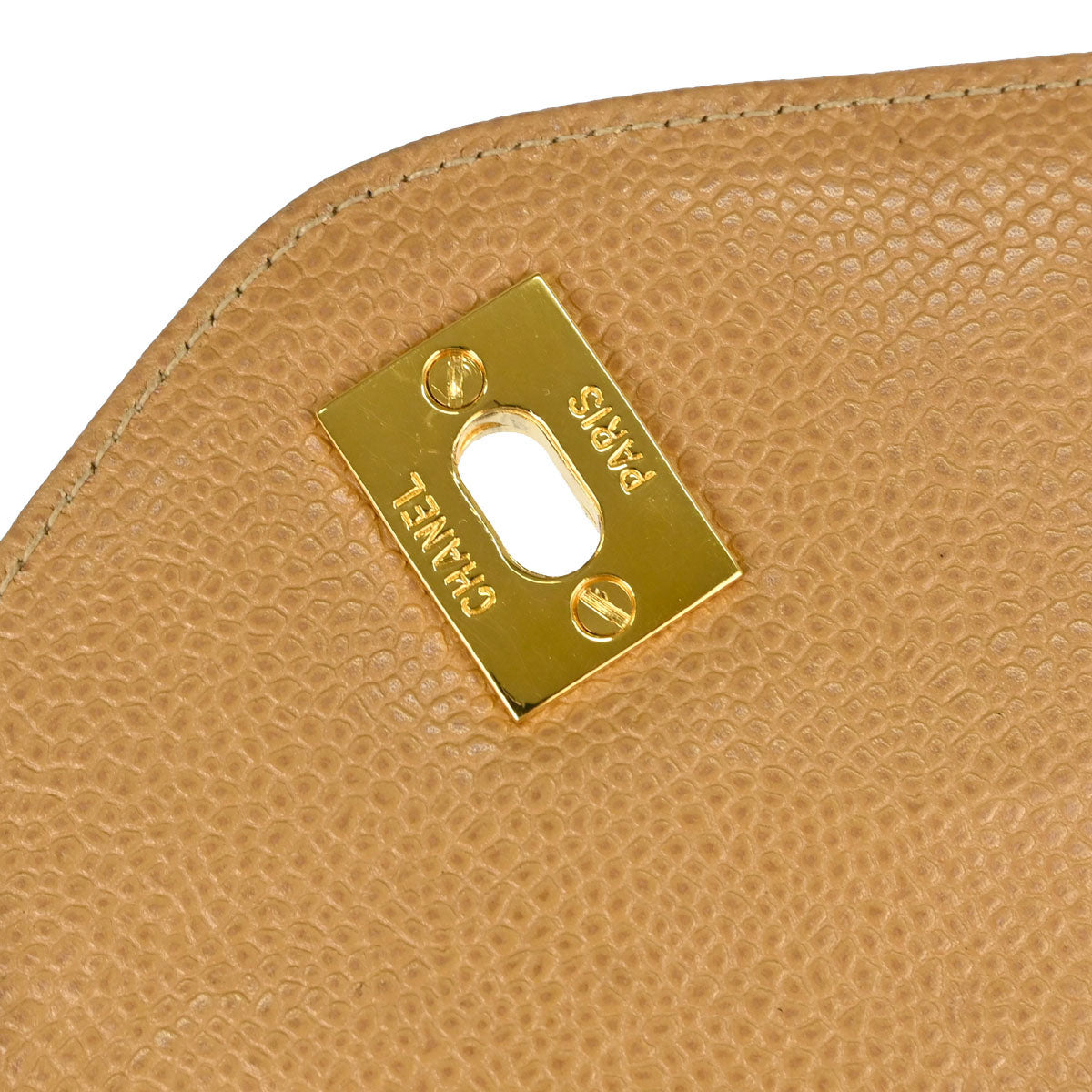 Chanel 1991-1994 Beige Caviar Skin Shoulder Bag