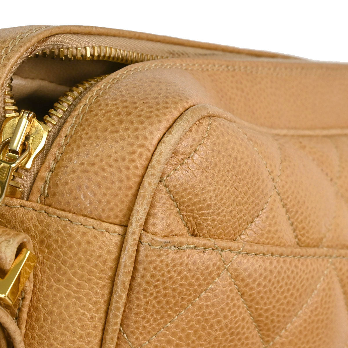 Chanel 1991-1994 Beige Caviar Skin Shoulder Bag