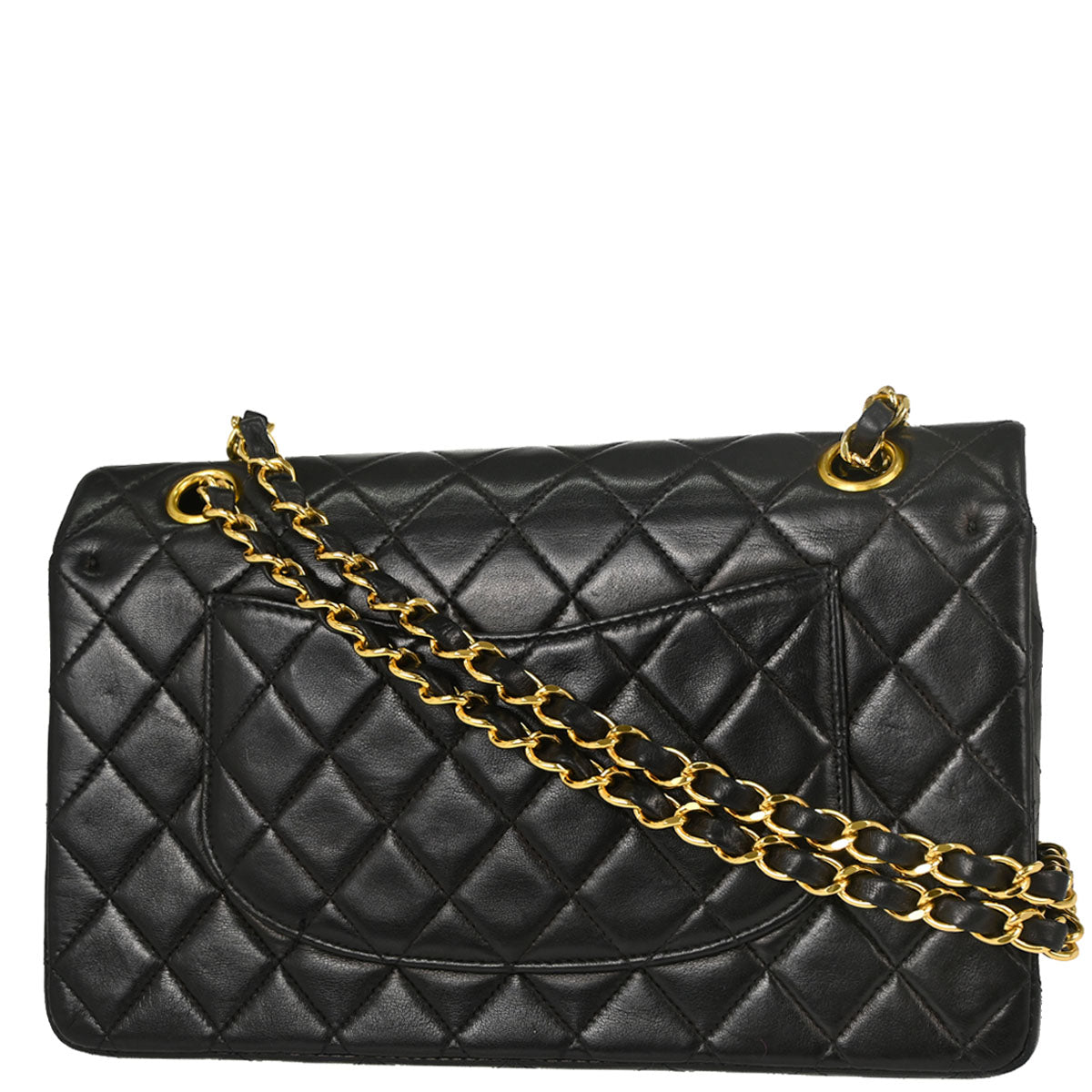 Chanel 1997-1999 Black Lambskin Medium Classic Double Flap Shoulder Bag