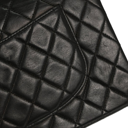 Chanel 1997-1999 Black Lambskin Medium Classic Double Flap Shoulder Bag