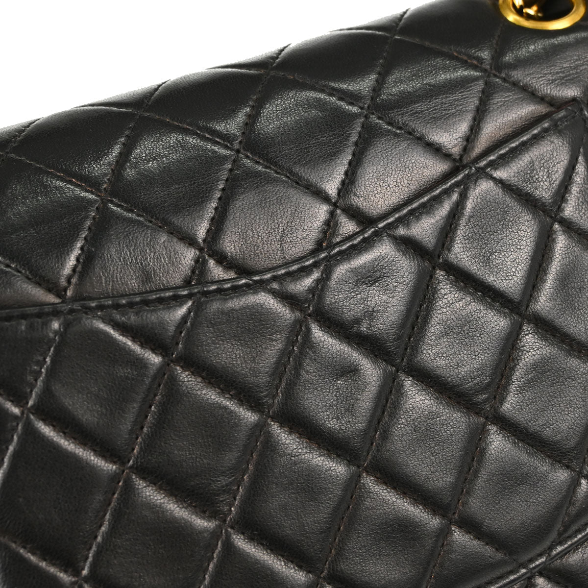Chanel 1997-1999 Black Lambskin Medium Classic Double Flap Shoulder Bag