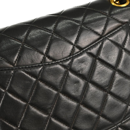 Chanel 1997-1999 Black Lambskin Medium Classic Double Flap Shoulder Bag