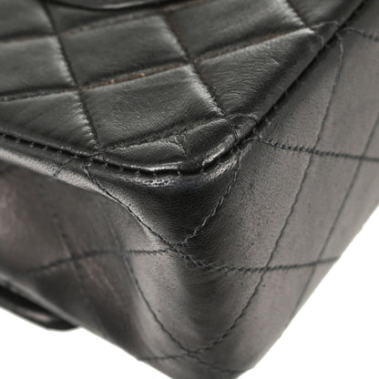 Chanel 1997-1999 Black Lambskin Medium Classic Double Flap Shoulder Bag